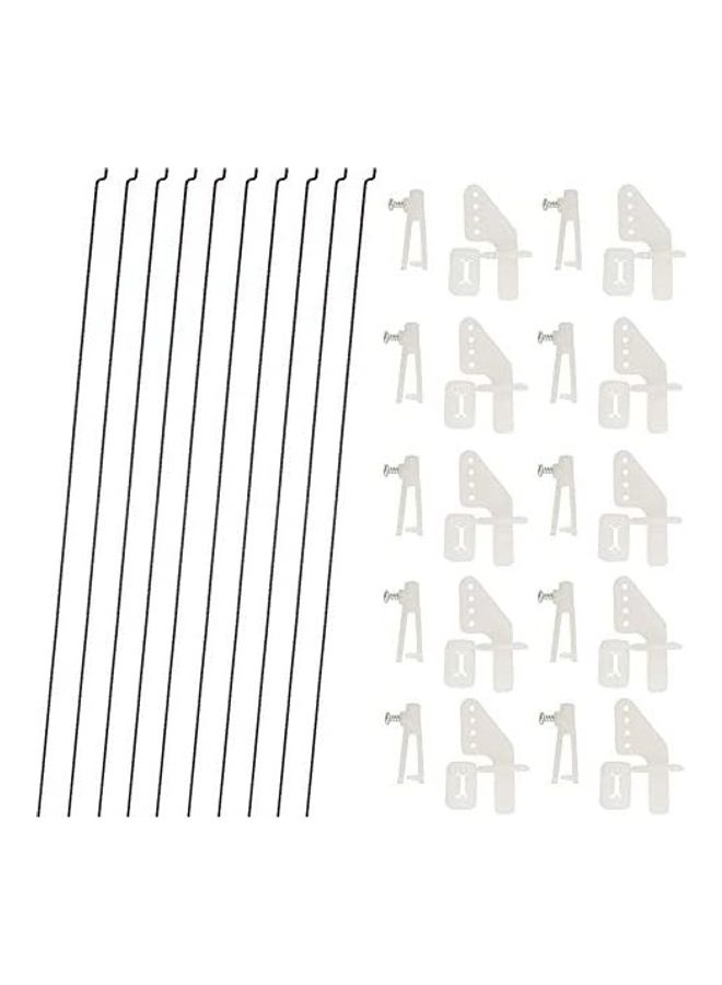 10-Piece Steel Pushrods And 10-Piece Nylon  Lock On Control Horns 4 Holes For Rc Airplane Model