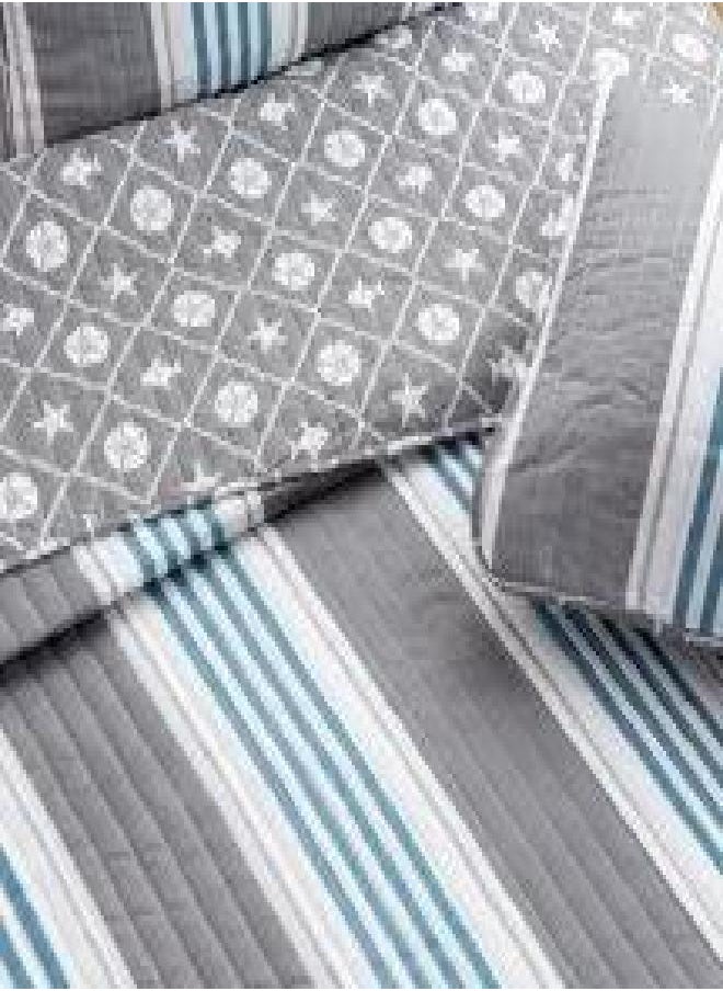 Great Bay Home 3-Piece King Reversible Lightweight Coastal Quilt Comforter with 2 Shams | All-Season, Beach Bedspreads | Nautical Blue Coverlet Sets | St. Croix Quilts Collection