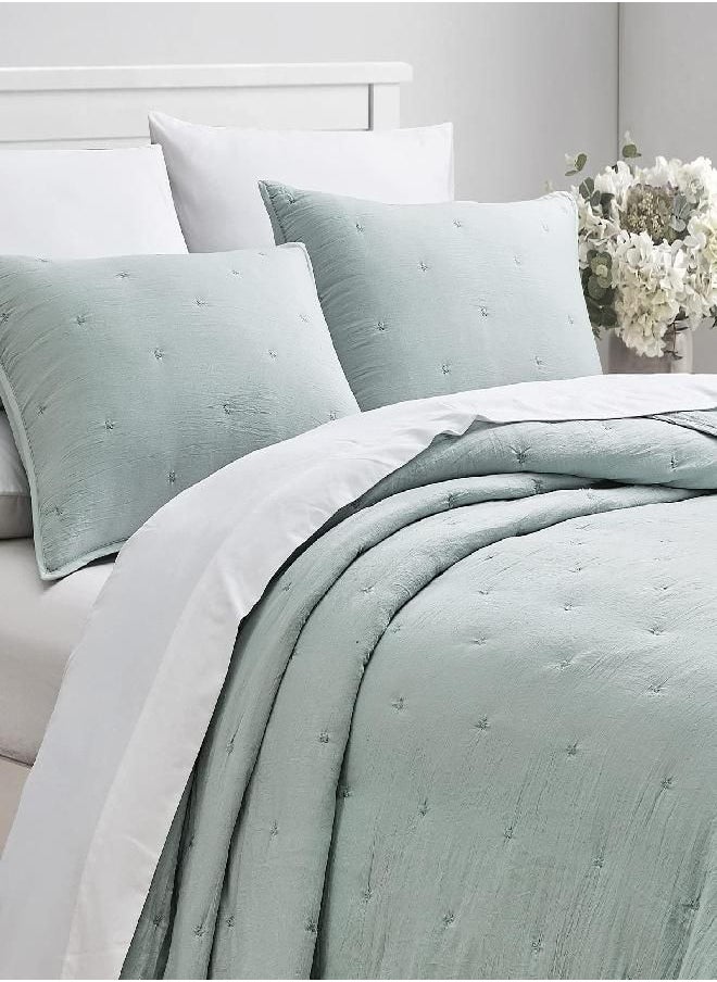 Chezmoi Collection Grizzly 2-Piece Plaid Checkered Patchwork Quilted 100% Washed Cotton Reversible Bedspread Quilt Set, Twin