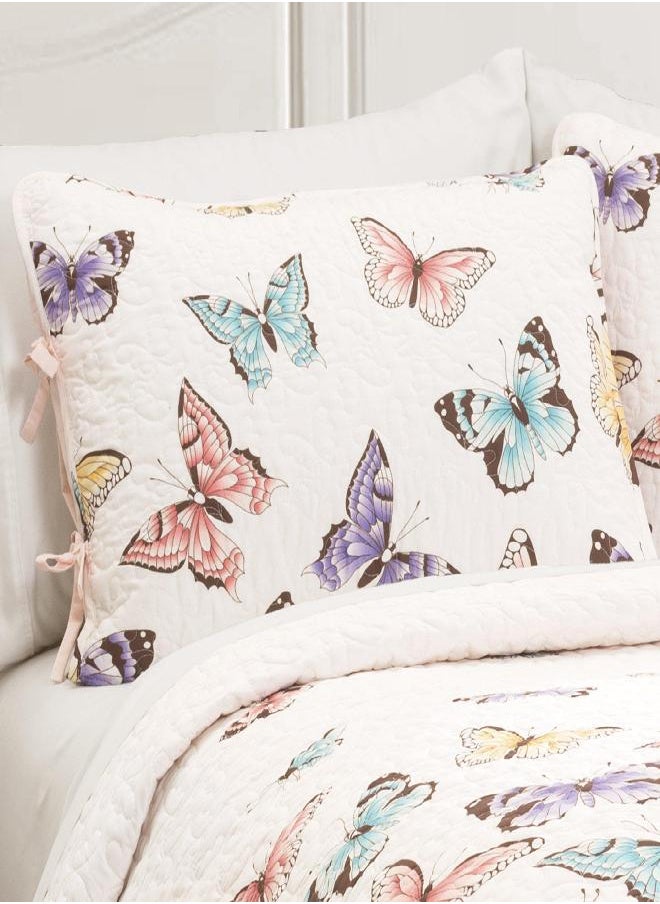 Lush Decor Flutter Butterfly 3-Piece Set, Cute Quilted Bedspread (Full/Queen)