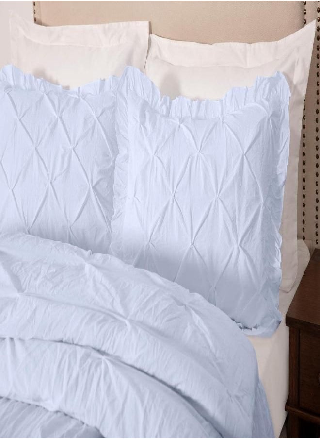 Chezmoi Collection Aria 3-Piece Pinch Pleat Pintuck Ruffle Skirt Bedspread Set - French Country Chic Farmhouse - California King, White