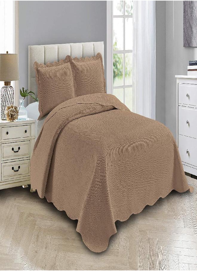 Linen Plus Luxury Oversized Coverlet Embossed Bedspread Set Solid Taupe King/California King Bed Cover New # Ashley