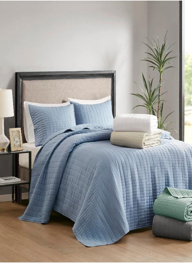 Comfort Spaces Kienna Quilt Set-Luxury Double Sided Stitching Design All Season, Lightweight, Coverlet Bedspread Bedding, Matching Shams, Bedspread Queen (102