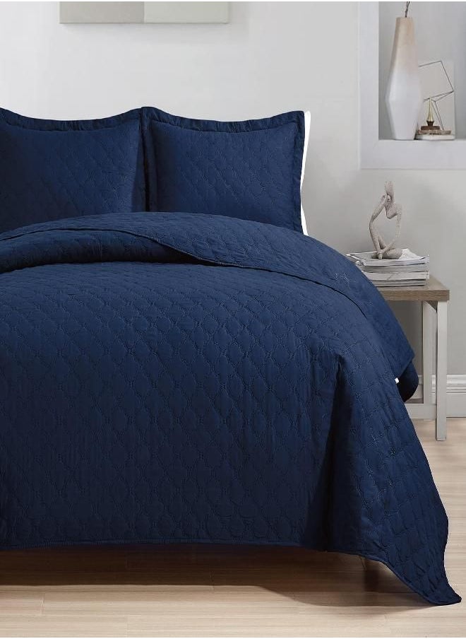 Great Bay Home 3-Piece Detailed Channel Stitch Quilt Set with Shams.All Season Bedspread Quilt Set, Alicia Collection (King, Light Gray)