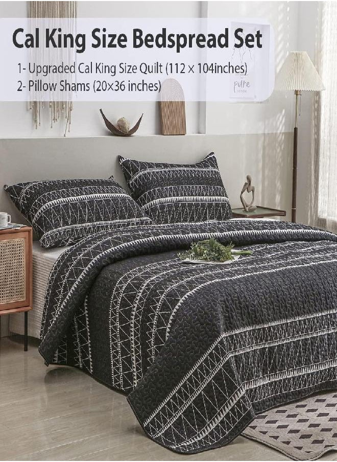 HOMBYS Oversized King Bedspreads 128x120, 3 Pieces Quilt Set, Lightweight, Soft & Extra Oversized Coverlet Bedding Set for All Seasons, Patchwork ,Navy-128x120