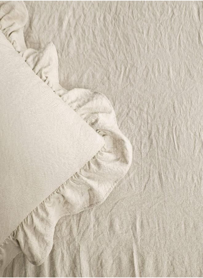 Lush Decor Ruffle Skirt Bedspread Vintage Chic Farmhouse Style Lightweight 2 Piece Set, Twin, Neutral