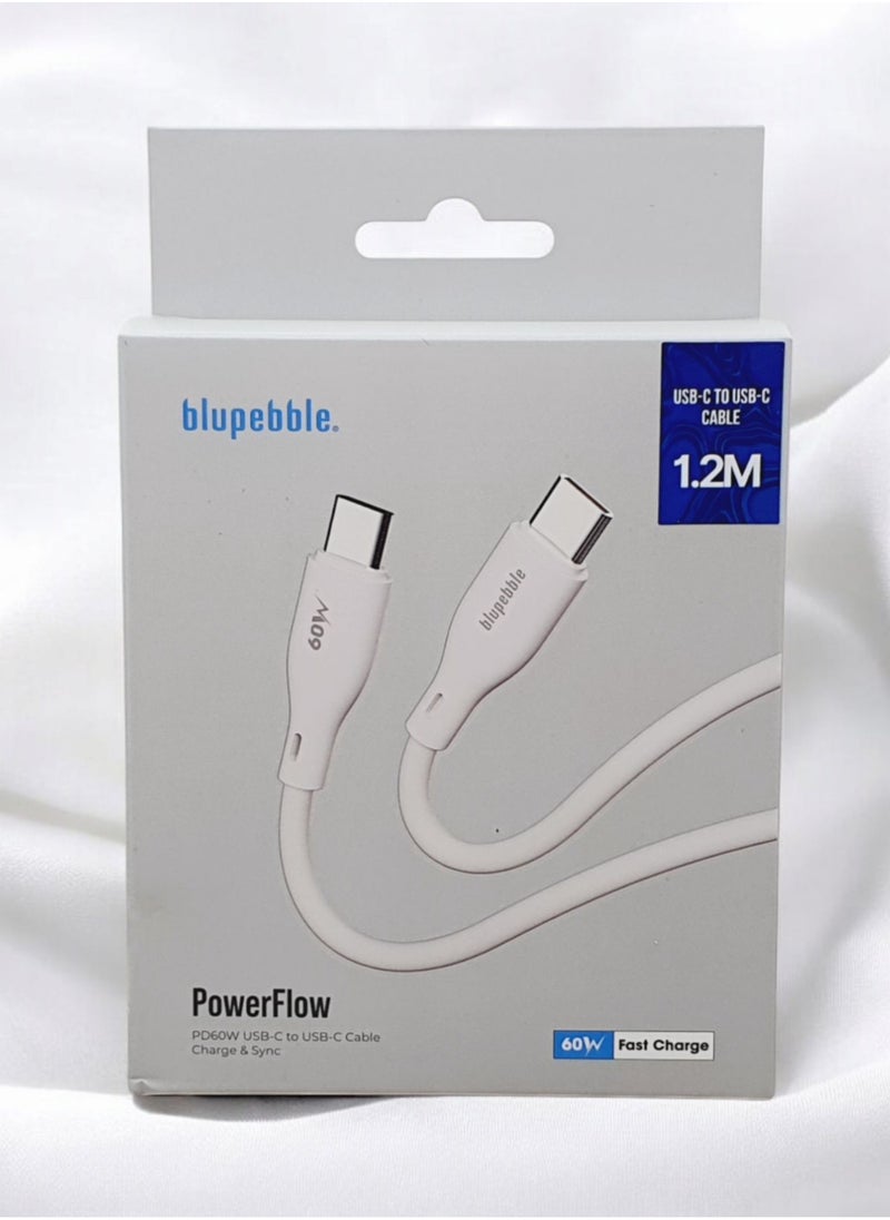 Blupebble Powerflow Pd60W Usb-C To Usb-C Cable 1.2M White