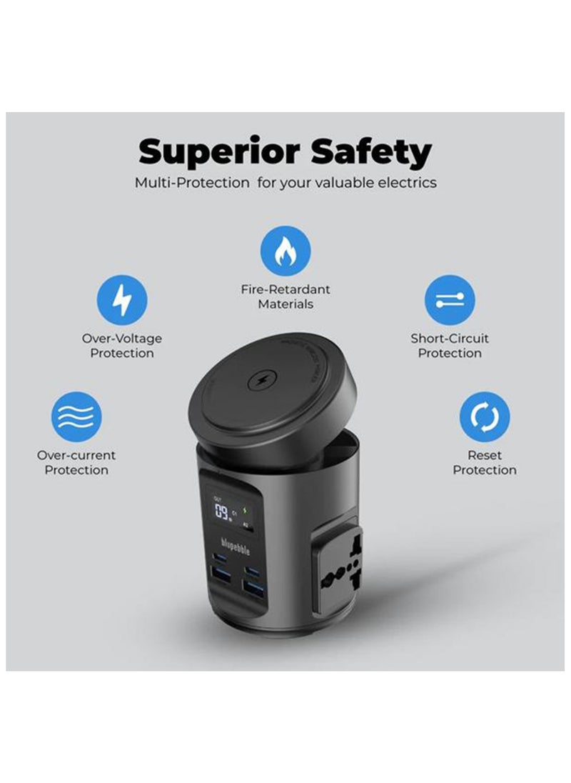 Blupebble Magpod Hub Usb-C Power Delivery And Usb-A Qc3.0 65W Black Bp-Magpodhub-Bk