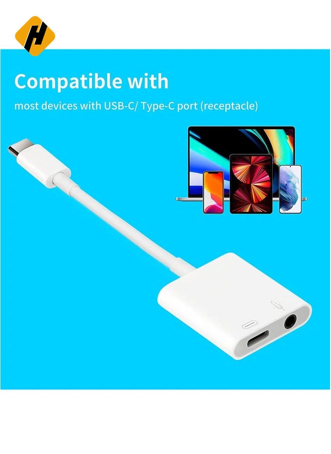 USB C to 3.5mm Headphone Adapter and Charger,Type C to Aux Audio Jack with 60W PD Fast Charging For Stereo Earphones,Hi-Fi DAC Chip Support Lossless Music For iPad pro MacBook Pro/Air