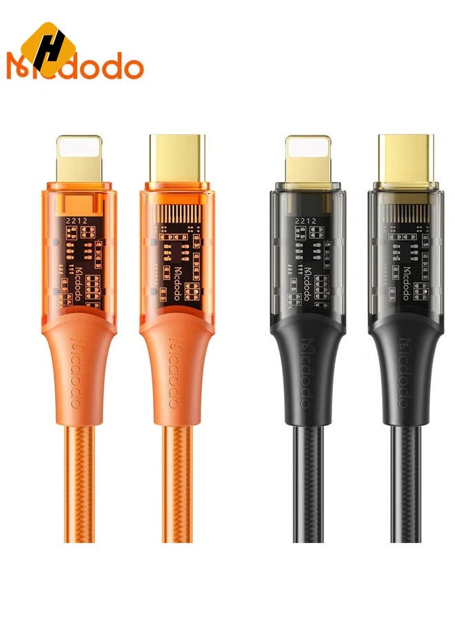 Amber Series Transparent 36W Type-C to Lightning Fast Charging Cable 1.2M – Premium Data Transfer