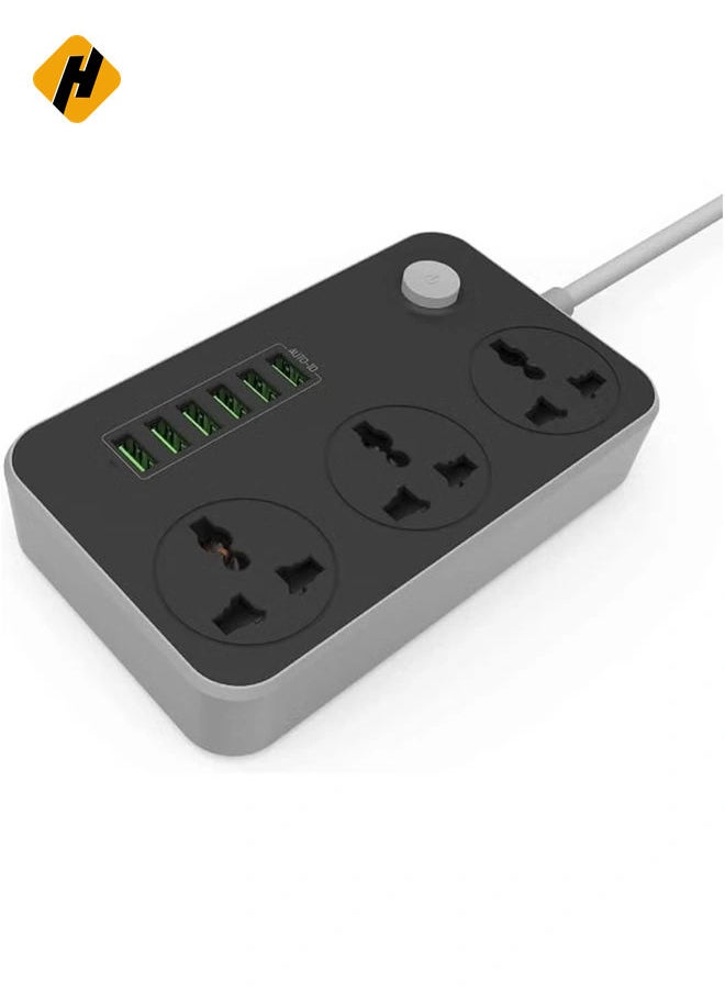 Power Strips Extension Cord with 3 Outlets and 6 USB Ports - 2M Bold Extension Cord