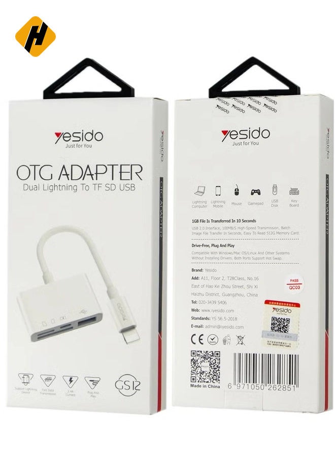 Lightning to SD/TF Card Reader GS11 – OTG Adapter Compatible with iPhone and iPad