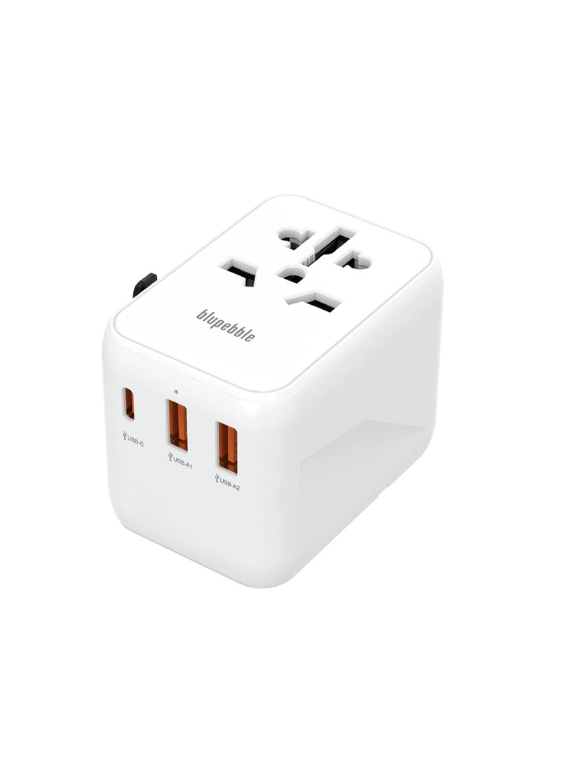 Blupebble Passport 3.1 World Travel Adapter 8A Supports Over 150 Countries With 1Xusb-C Pd + 2Xusb-A Qc-White