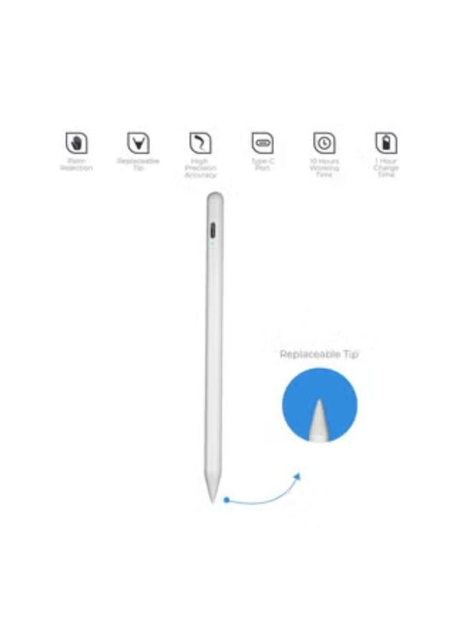 Blupebble Sketch Pro Magnetic Aluminum Stylus Pencil For Apple, White