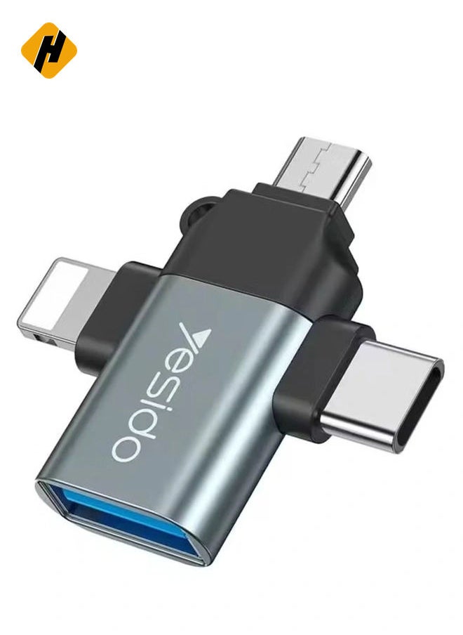 Yesido 3-in-1 USB-C to Micro 8-Pin OTG Adapter Mobile Phone to USB 3.0 for IP for Computer Use