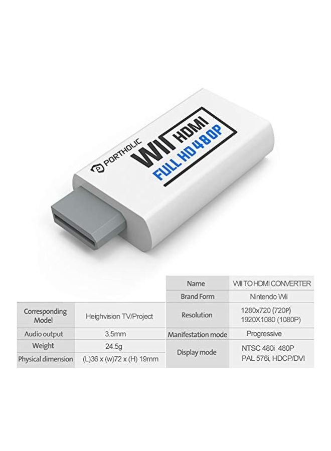 Full HD Wii To HDMI Converter White
