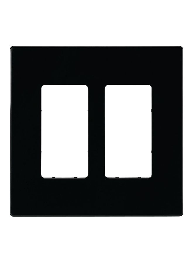 2-Gang Screwless Wall Plate Black 5x3x1inch