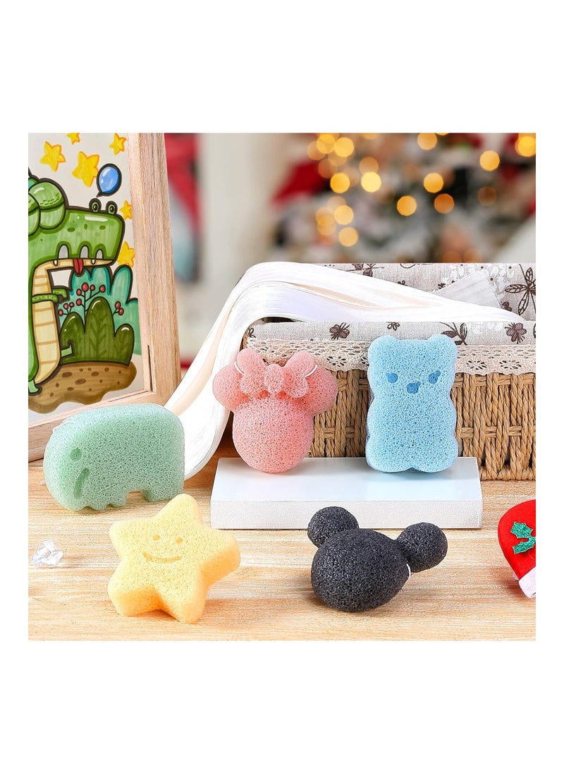 Bath Sponge For Bathing Classic Shapes Safe Plant Based Konjac Baby Bath Accessories 5Pcs Set 2