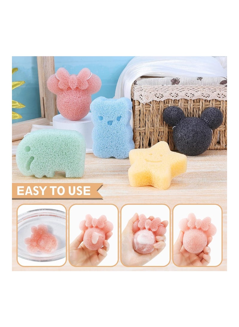 Bath Sponge For Bathing Classic Shapes Safe Plant Based Konjac Baby Bath Accessories 5Pcs Set 2