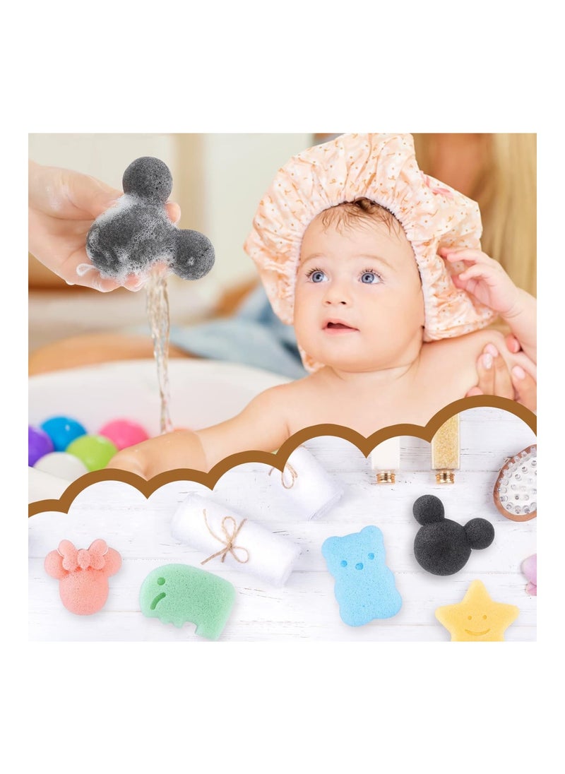 Bath Sponge For Bathing Classic Shapes Safe Plant Based Konjac Baby Bath Accessories 5Pcs Set 2