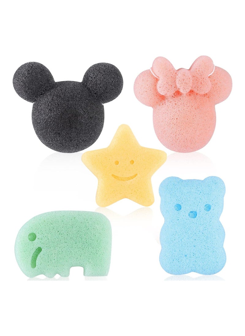 Bath Sponge For Bathing Classic Shapes Safe Plant Based Konjac Baby Bath Accessories 5Pcs Set 2