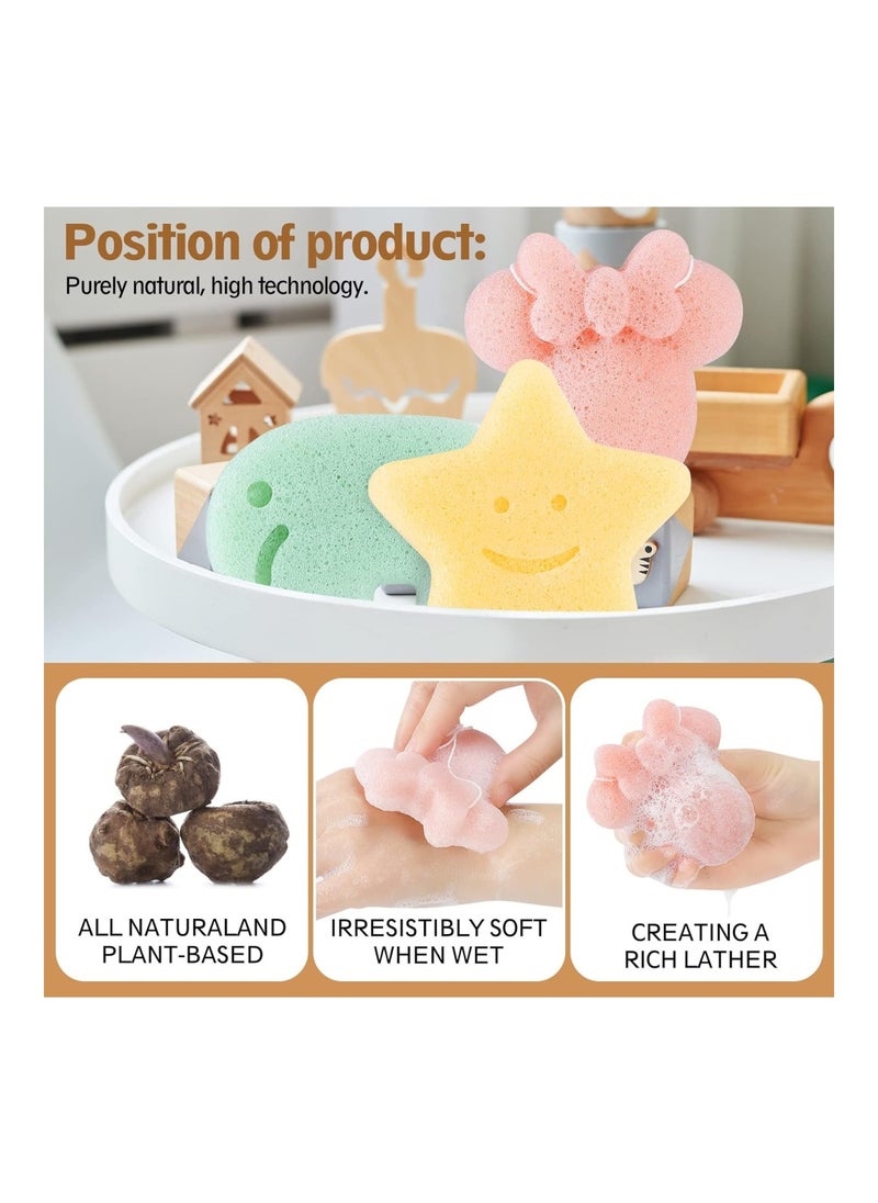 Bath Sponge For Bathing Classic Shapes Safe Plant Based Konjac Baby Bath Accessories 5Pcs Set 2