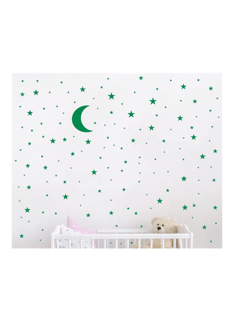 Moon And Stars Wall Decal Vinyl Sticker Room Decoration Green