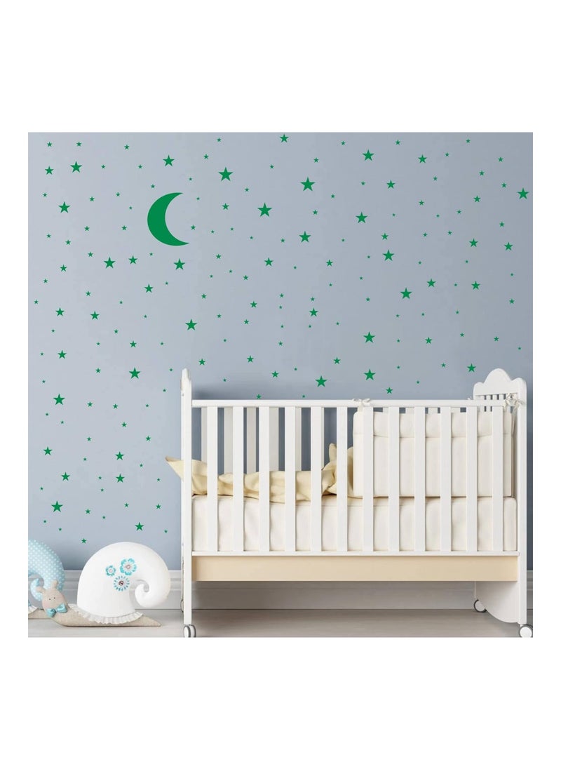 Moon And Stars Wall Decal Vinyl Sticker Room Decoration Green