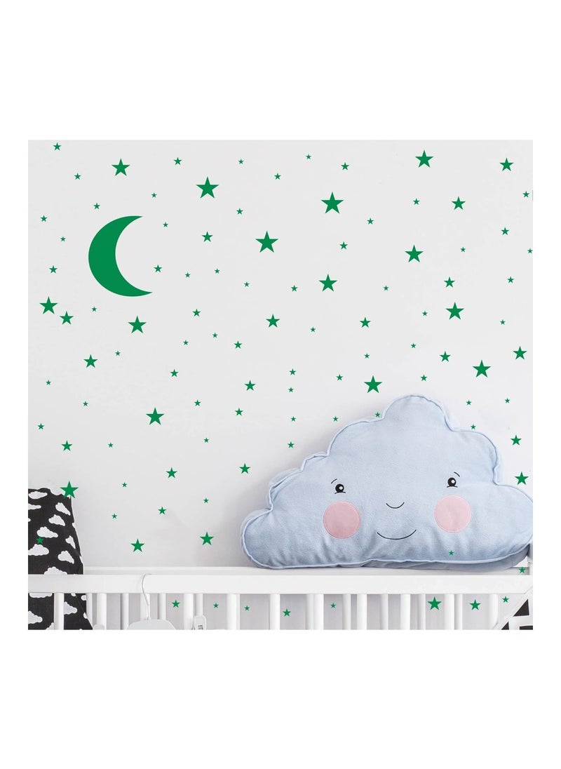 Moon And Stars Wall Decal Vinyl Sticker Room Decoration Green