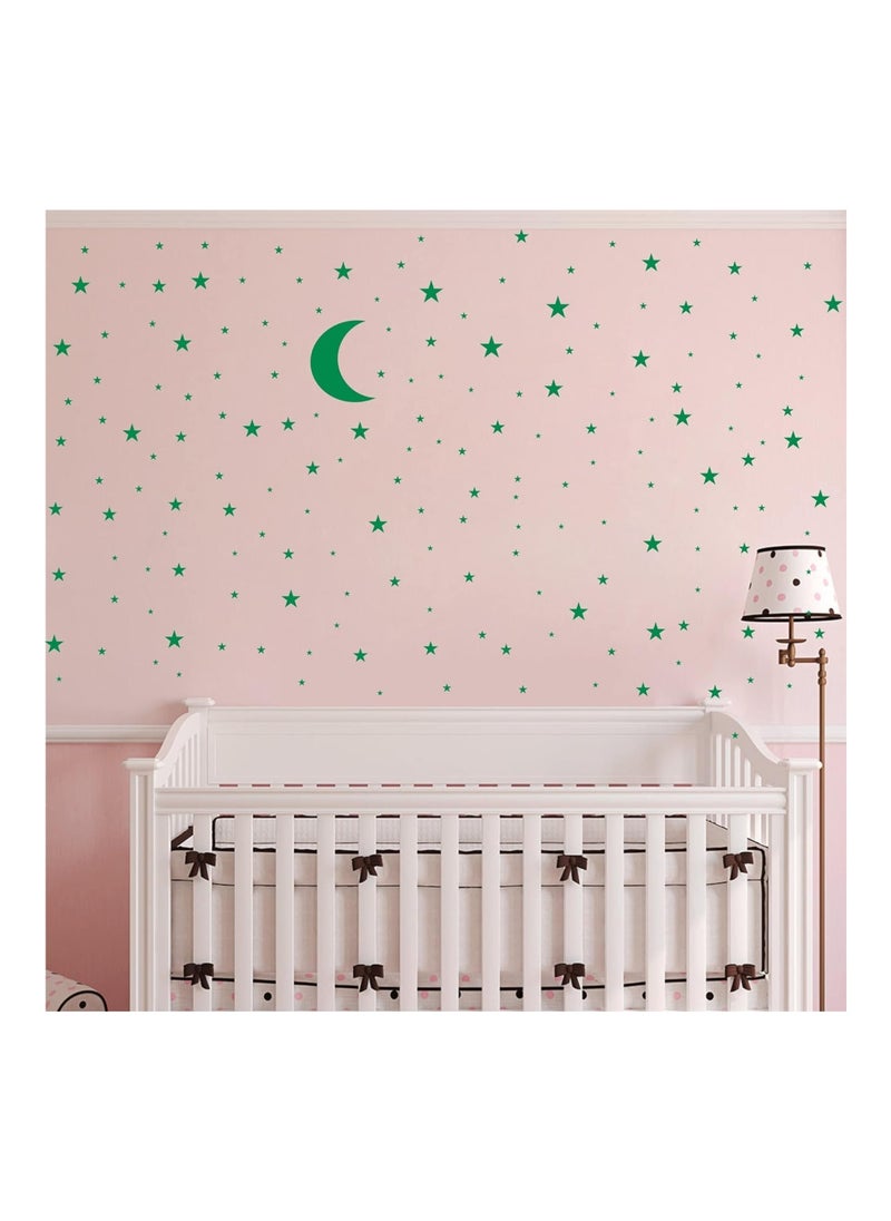 Moon And Stars Wall Decal Vinyl Sticker Room Decoration Green