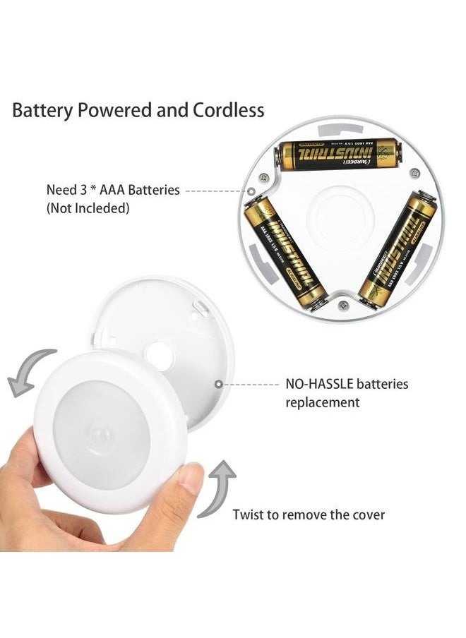 6-Pieces Cordless Battery-Powered LED Night Motion Sensor Light Yellow 8x8x2cm，Upgraded Motion Sensor Light, Cordless Battery-Powered LED Night Light, Closet Lights Stair Lights, Safe Lights for Hallway, Bathroom, Bedroom, Kitchen (Warm White - Pack of 6)
