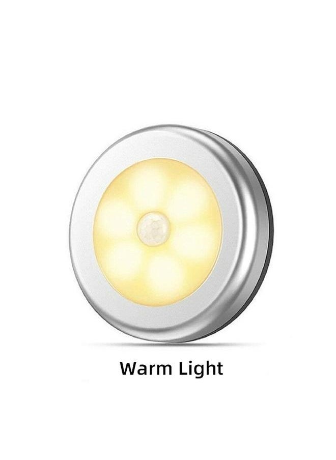 6-Pieces Cordless Battery-Powered LED Night Motion Sensor Light Yellow 8x8x2cm，Upgraded Motion Sensor Light, Cordless Battery-Powered LED Night Light, Closet Lights Stair Lights, Safe Lights for Hallway, Bathroom, Bedroom, Kitchen (Warm White - Pack of 6)