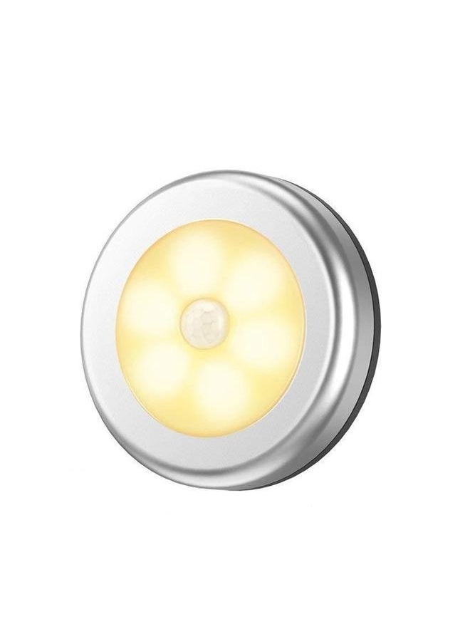 6-Pieces Cordless Battery-Powered LED Night Motion Sensor Light Yellow 8x8x2cm，Upgraded Motion Sensor Light, Cordless Battery-Powered LED Night Light, Closet Lights Stair Lights, Safe Lights for Hallway, Bathroom, Bedroom, Kitchen (Warm White - Pack of 6)