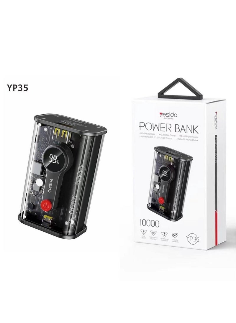 YESIDO: Power Bank 10000mAh Black YP35