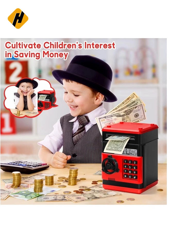 Electronic Piggy Bank for Kids, Money Bank with Password/Cute Mini ATM Piggy Bank Can, Auto Scroll Cash Safe Box, Great and Practical Birthday Gifts for Boys & Girls