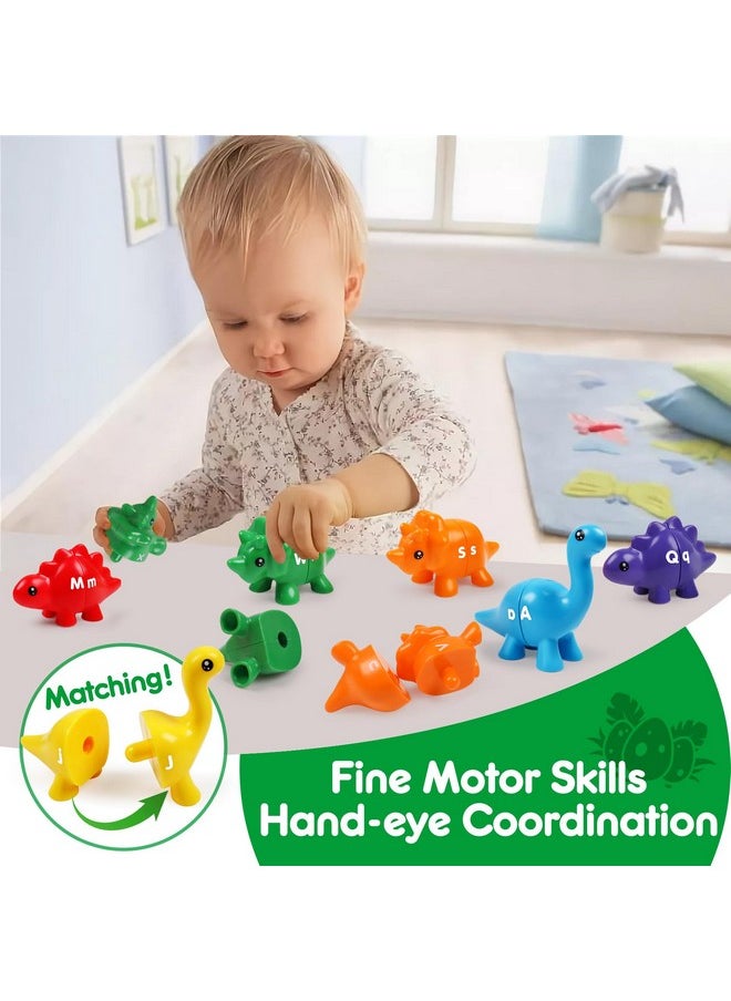 Matching Letters Dinosaur Toy, Double-Sided Abc Letters Dinosaur Match Game Preschool Fine Motor Toy With Uppercase Lowercase Alphabet, Educational Learning Toys For Toddlers Boys Girls
