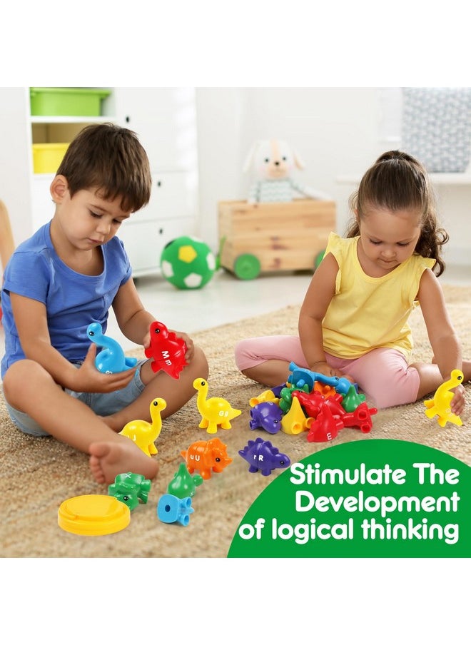 Matching Letters Dinosaur Toy, Double-Sided Abc Letters Dinosaur Match Game Preschool Fine Motor Toy With Uppercase Lowercase Alphabet, Educational Learning Toys For Toddlers Boys Girls