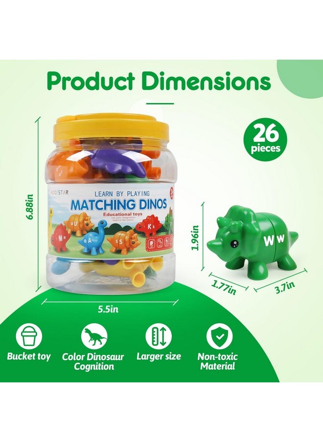 Matching Letters Dinosaur Toy, Double-Sided Abc Letters Dinosaur Match Game Preschool Fine Motor Toy With Uppercase Lowercase Alphabet, Educational Learning Toys For Toddlers Boys Girls