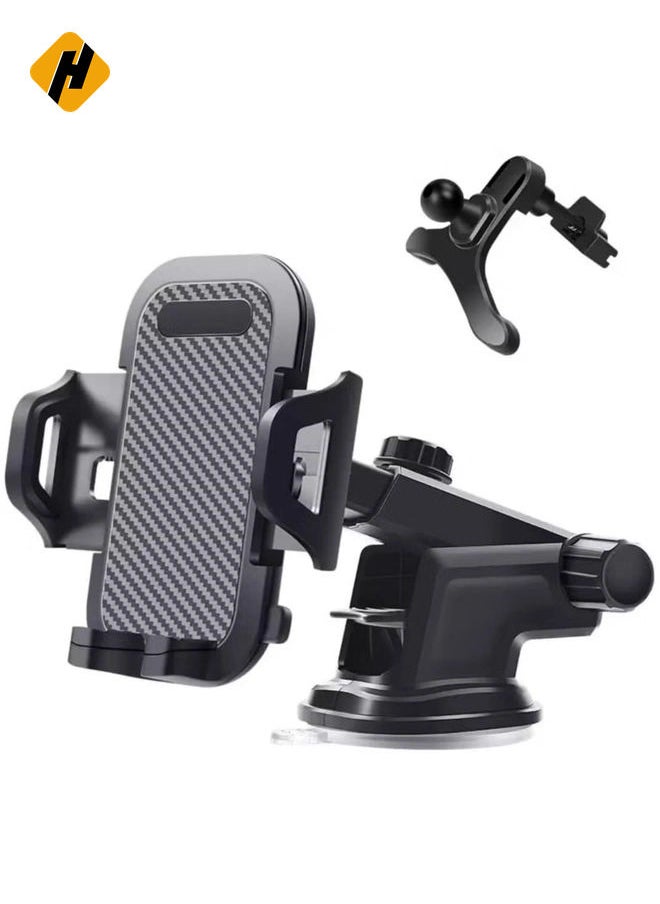 Car Phone Holder Mount, One Release Button, 3 in 1 For Air Mount Vent and Dashboard, Ultra Stable & Adjustable Smartphone Holder for iPhone, Samsung