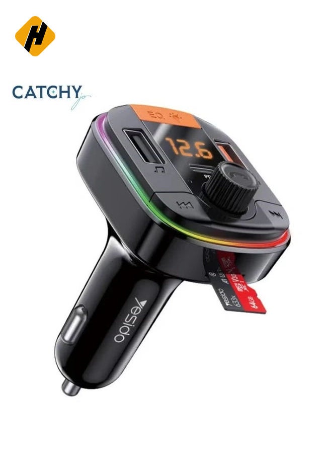 YESIDO Y45 Car Charger With Bluetooth Digital Display FM