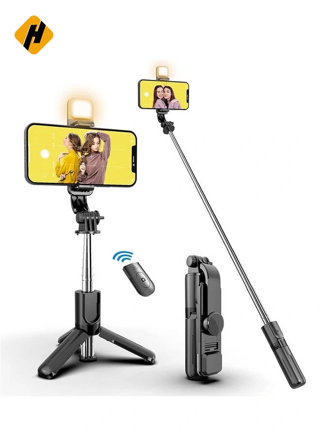 ELTERAZONE Selfie Stick,Extendable Selfie Stick Tripod，With wireless remote control and fill light，Compact Size & Lightweight with All Cell Phone