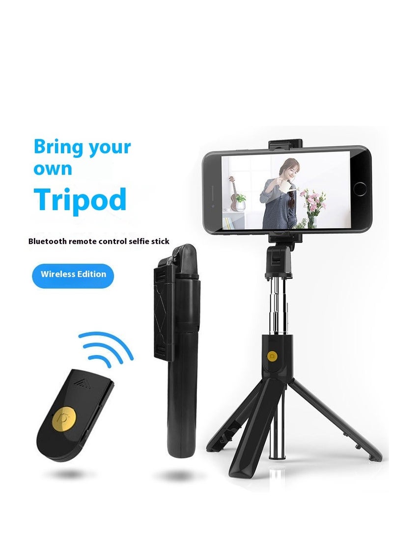 Retractable tripod selfie stick, short video camera with remote control Bluetooth selfie stick,