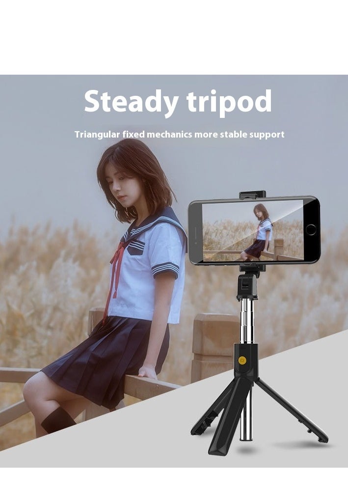 Retractable tripod selfie stick, short video camera with remote control Bluetooth selfie stick,