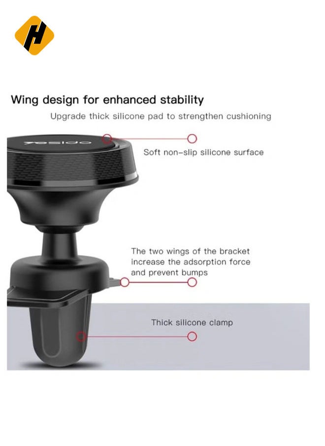 Mobile Magnetic Car Holder Black 360 Degree Magnetic Mount Air Vent Cradle Compatible with iPhone 12 mini/12/12 pro, Samsung Galaxy S21/20 or Note Ultra Huawei and more