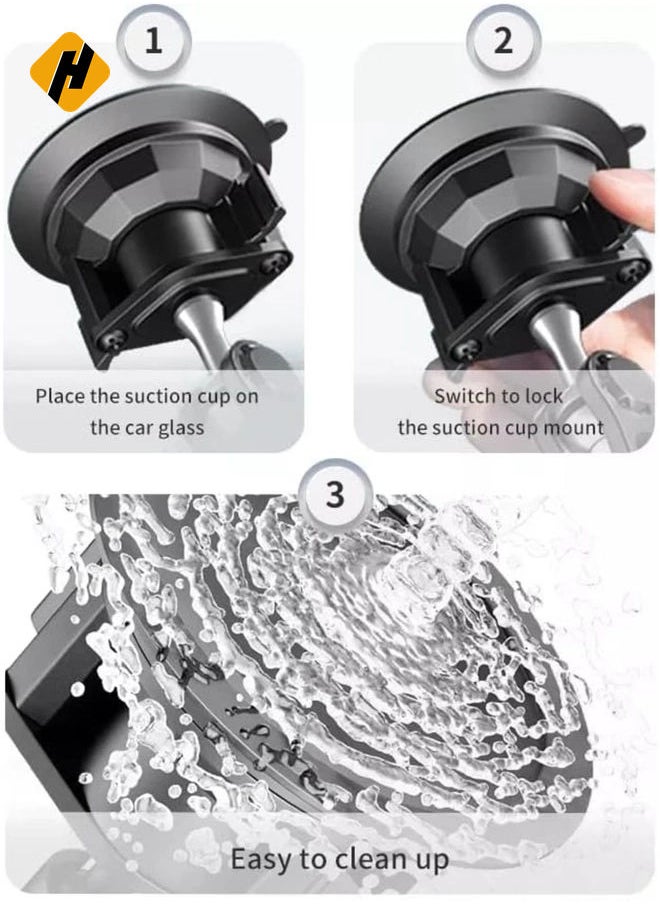 Universal 360° Rotating Phone Holder with Strong Suction Cup for Car Dashboard & Windshield