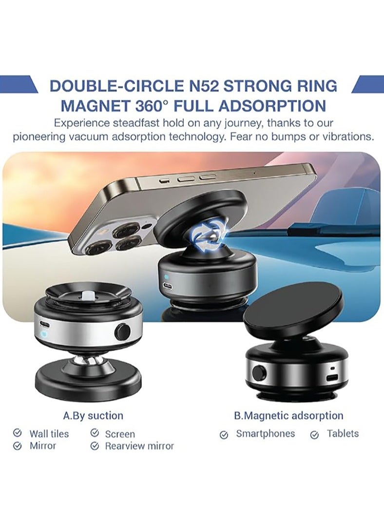 Magnetic Car Suction Cup Holder,Vacuum Glass Mirror Adsorption Magnetic Suction Cup car Phone Mount,360° Rotation Portable Magnetic Phone Holder for Windshield Dashboard