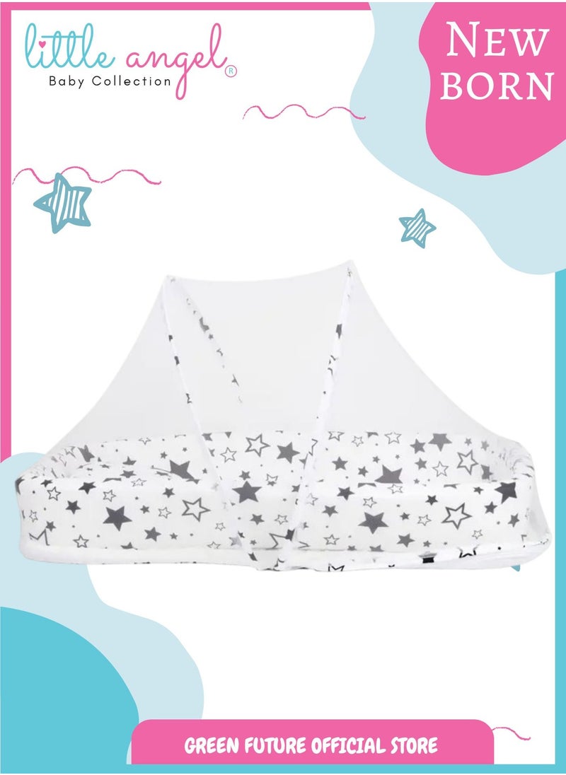 Baby Bed with Mosquito Net - Portable Infant Sleeping Bed with Canopy and Soft Padding for Newborns and Toddlers