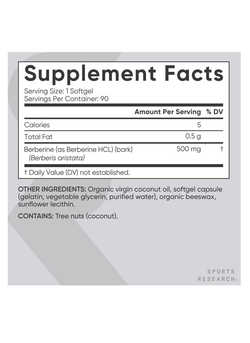 SR Berberine with Coconut Oil 500mg per Serving 90 softgels