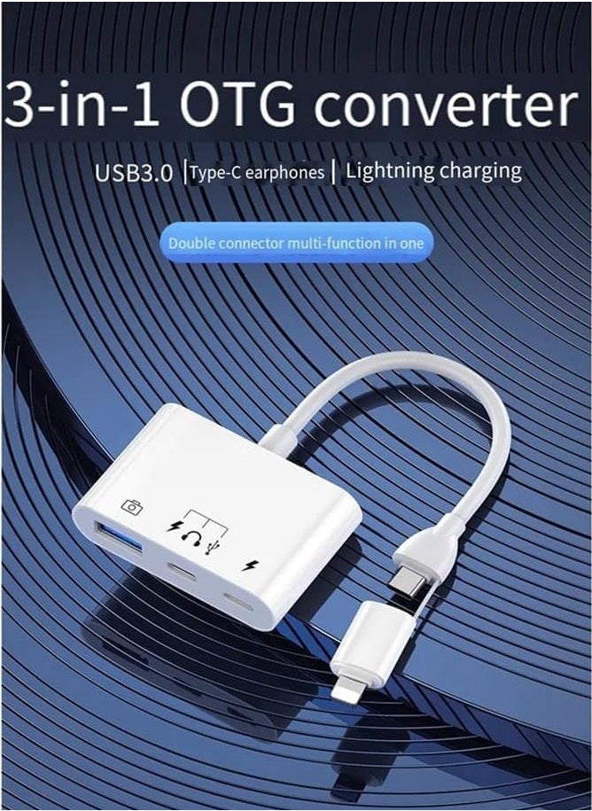 4 Port USB 3.0 to USB Type-C Adapter for iPhone 15 max, iPad, Samsung Galaxy S9/S10/S8/S7/S6/S7 Edge/S5/S6 Edge+ and android phones