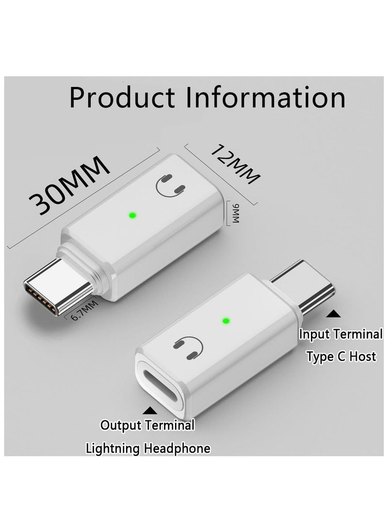 Compatible for USB C to Lightning Audio Adapter, USB C to Lightning Headphone Converter with Indicator Light, Lightning to USB C Adapter for iPhone 15 Series, MacBook and More USB-C Devices-B